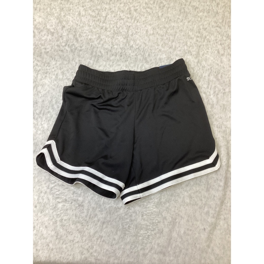 DSG Girls Performance Mesh Shorts Black White Stripe Mid Rise Size M 10-12 NWT